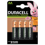 Pack de 4 piles rechargeables Duracell 1300mAh de taille AA