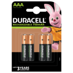 Piles rechargeables Duracell AAA 750mAh dans un pack de 4 pièces