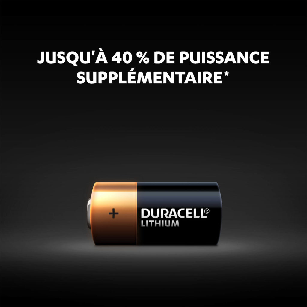 La lapin Duracell haute puissance au lithium 123 fournit jusqu'à 40% plus d'énergie que la concurrence