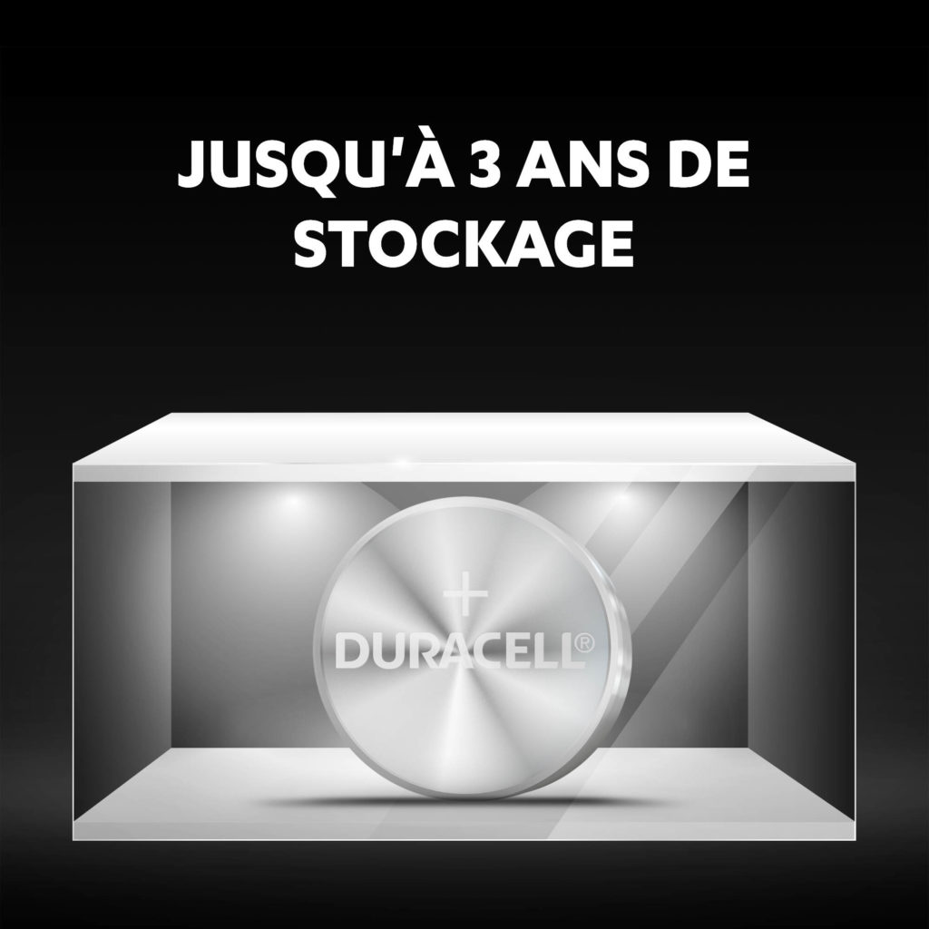 Les piles Duracell spéciales en oxide d'argent 389/390 restent fraîches et alimentées jusqu'à 3 ans en stockage ambiant