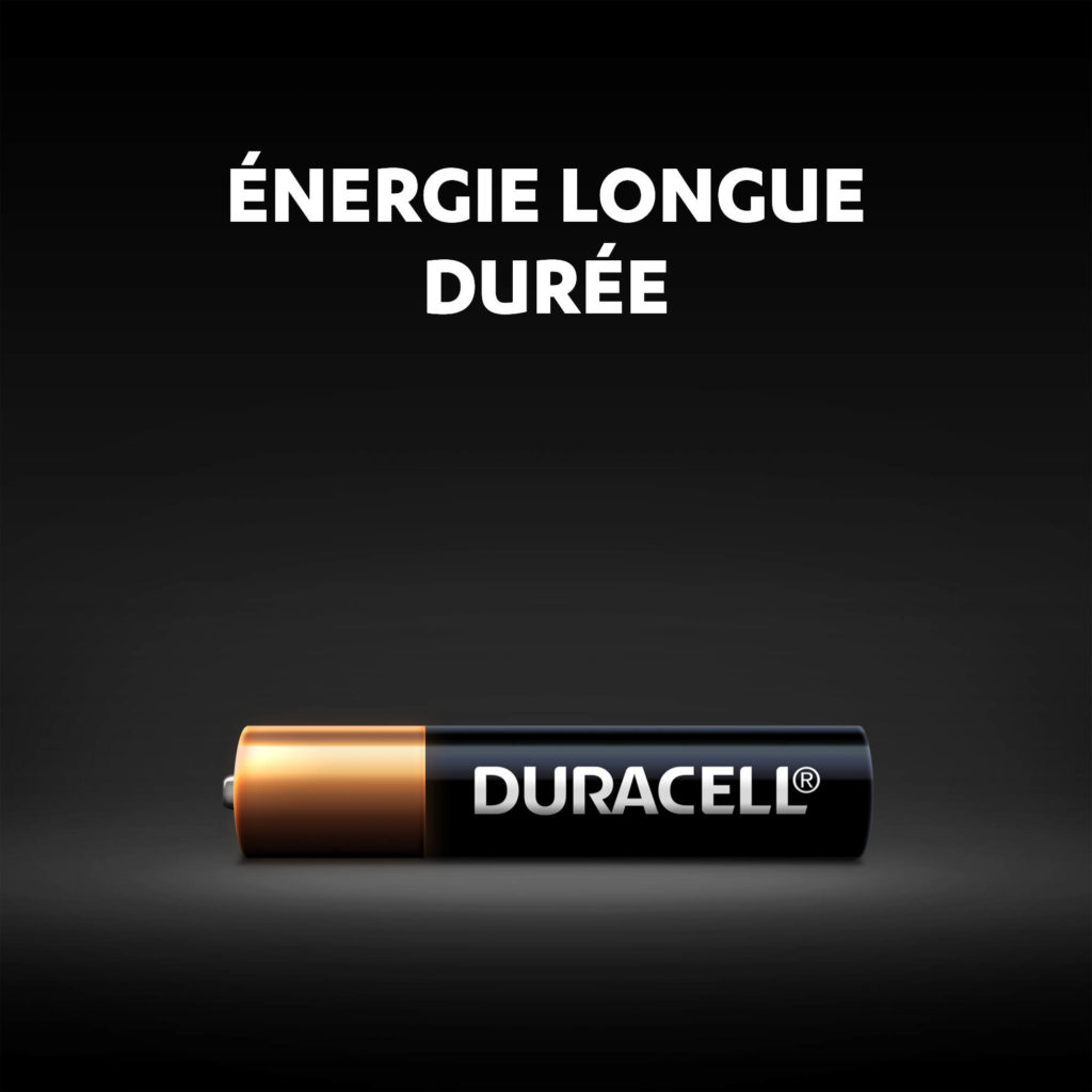 Puissance longue durée des piles alcalines Duracell AAAA