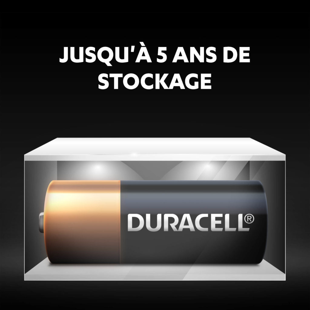 Les Piles alcalines Duracell spéciales N restent fraîches et alimentées jusqu'à 5 ans en stockage ambiant